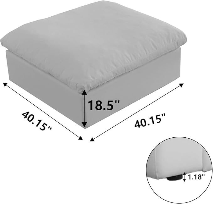 JACH Ottoman Module for Living Room, Cushion Covers Removable, Modern Minimalist Breathable Ottomanes Footstools for Living Room Apartment (Gray), Grey