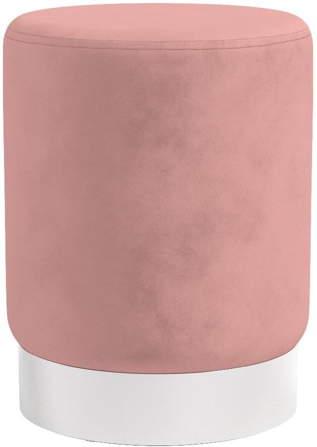 BIRDROCK HOME Round Ottoman Foot Stool – Soft Padded Modern Design – Ideal for Living Room, Bedroom – Compact Footrest, Vanity Chair, Small Furniture – Foam Seating, Decorative Accent (Dusty Rose)