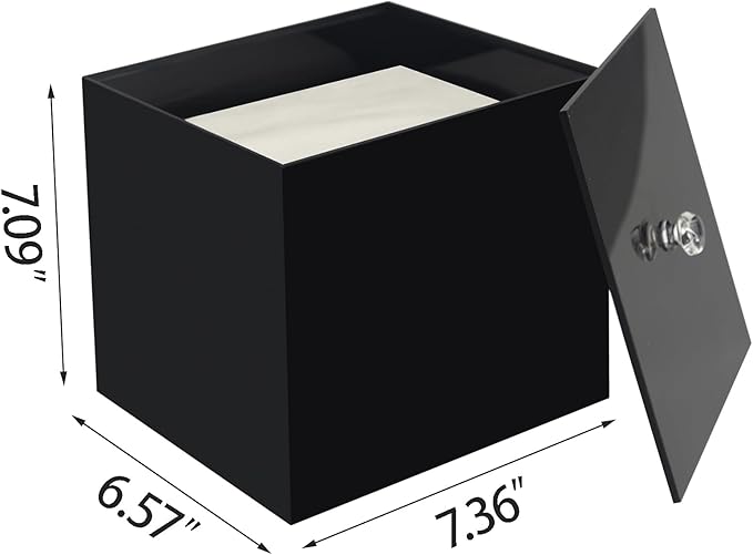 Face Towel Box, Acrylic Facial Disposable Towelettes Holder Container for XL Face Towels and Protects from Dust, Black