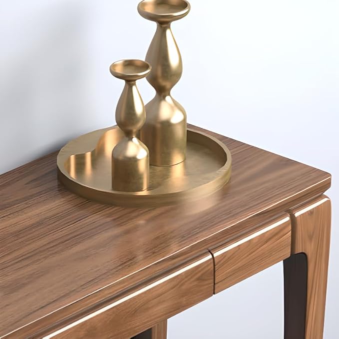 LITFAD Console Table Sleek Walnut Wood Hall Table with 2 Drawers Modern Simple Entrance Table for Hall Living Room Hotel - 1 Piece, 50" L x 14" W x 33.5" H