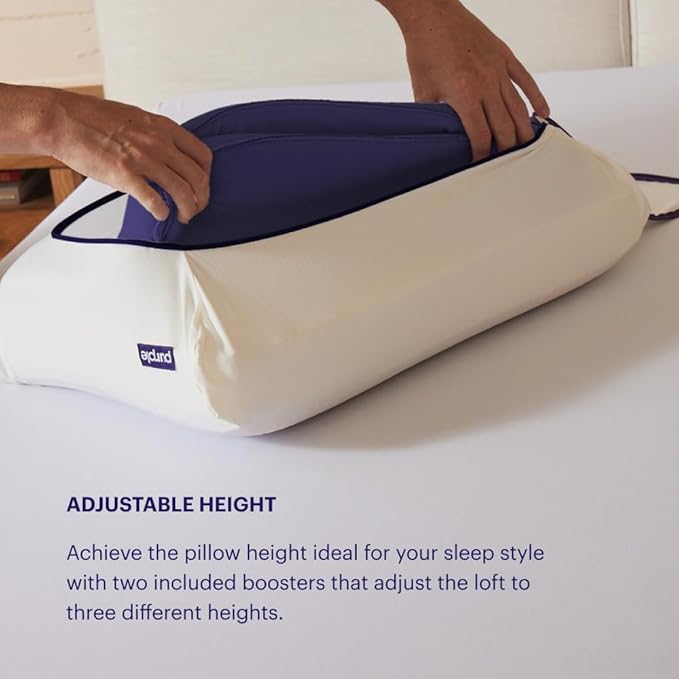 Purple Pillow - The Most Supportive Pillow Science Can Dream Up, Adjustable Boosters for Personalized Height, Made with GelFlex Grid, Ergonomic Support, Standard Size