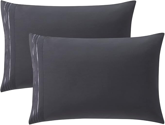 Clara Clark Premier 1800 Collection Full 4PC Microfiber Bed Linen Set, Charcoal Gray, Deep Pocket Sheets