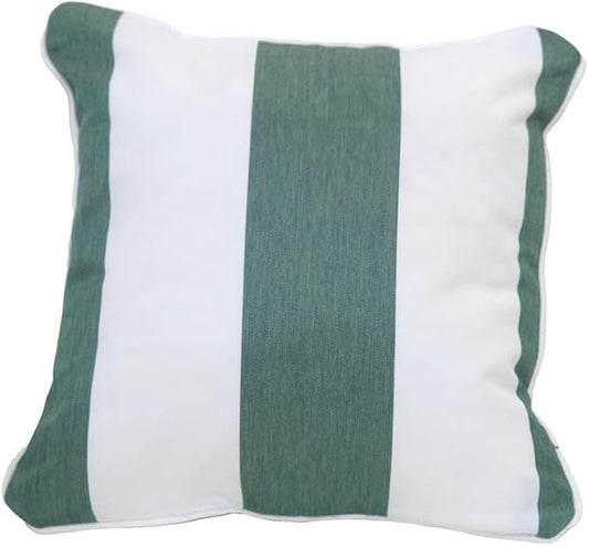 East Green 14 x 14 Waterproof Outdoor Pillow with Insert, Dark Green Stripe - Premium Olefin Outdoor Accent Pillow for Patio Furniture