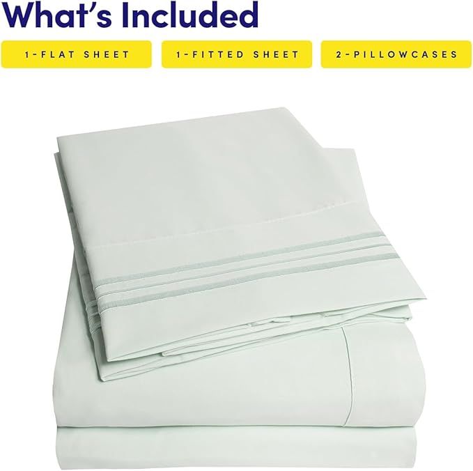1500 Supreme Collection King Sheet Sets Mint Green - Luxury Hotel Bed Sheets and Pillowcase Set for King Mattress - Extra Soft, Elastic Corner Straps, Deep Pocket Sheets, King Mint Green
