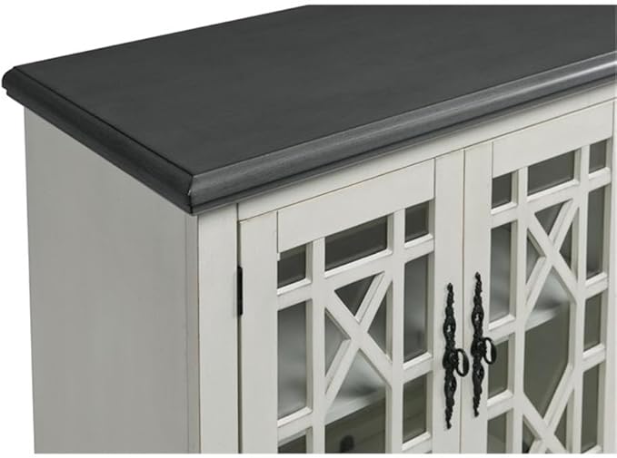 Martin Svensson Home Elegant TV Stand, 63" W x 35" H, White with Grey Top