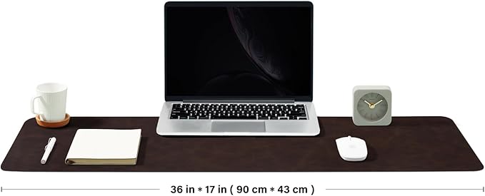 Distressed Leather Desk Mat - Non-Slip PU Desk Pad for Office and Home - Desk Organization and Accessories - Ideal for Large Mouse Pad and Desk Mats on Top of Desks(Espresso,36"x 17")