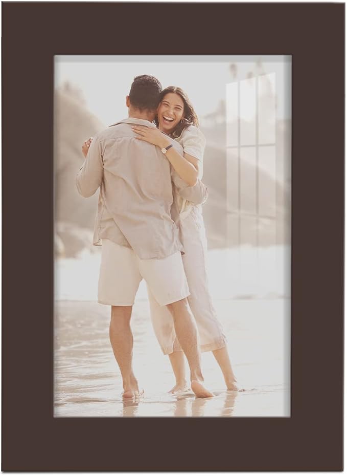 Renditions Gallery 5x7 inch Picture Frame High-end Modern Style, Made of Solid Wood and High Definition Glass Ready for Wall and Tabletop Photo Display, Brown Frame