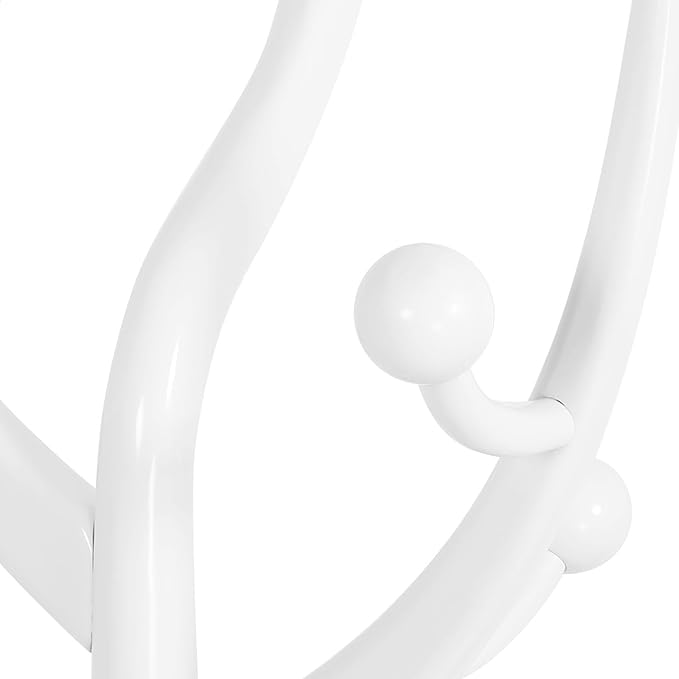 Coat Rack, Solid Wood Coat Racks Stand, Free Standing Coat Rack Coat Hanger with Hooks for Jaceket, Winter Coats, Entryway, Hallway, Bedroom - Load 160lbs (White)