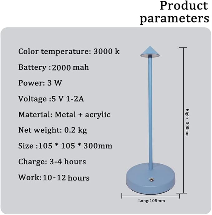 Cordless Table Lamps,Rechargeable Led Touch Bar Lamp,Portable Battery Desk Lamp,Brightness Dimmable Small Table Lamps,Minimalist Design,for Living Room/Restaurant/Couple Dinner/(Blue)