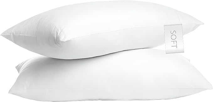 Digital Decor 100% Cotton King Size Hotel Pillows, U.S. Made Hypoallergenic Pillows with Down Alternative Fiber Fill, Set of 2, Three Comfort Levels, (Soft, Medium, Firm) Soft