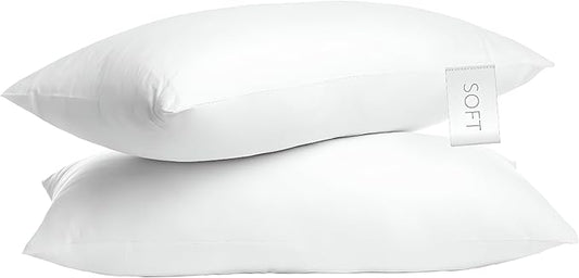 Digital Decor 100% Cotton King Size Hotel Pillows, U.S. Made Hypoallergenic Pillows with Down Alternative Fiber Fill, Set of 2, Three Comfort Levels, (Soft, Medium, Firm) Soft