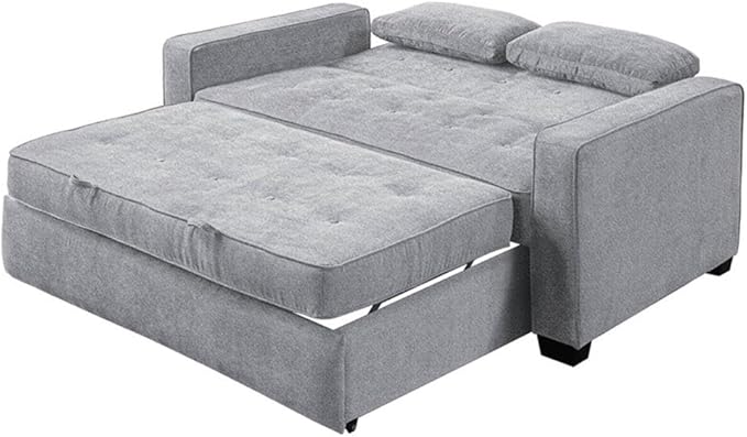 Lifestyle Solutions Ainsley Full Size Convertible Loveseat, Light Grey