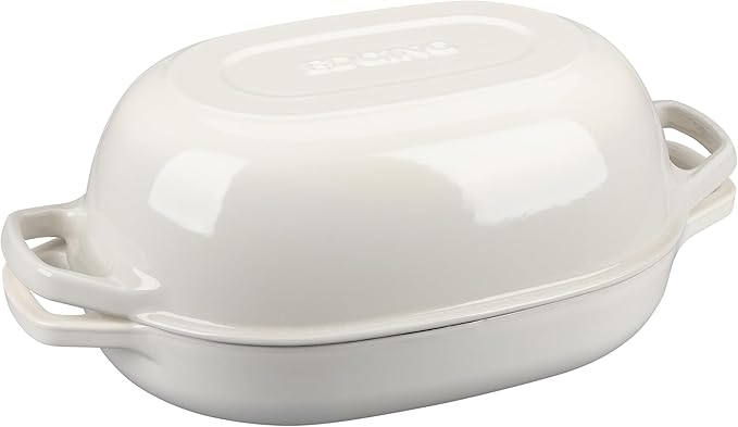 Enameled Cast Iron Dutch Oven Pot with Lid, Oval Dutch Oven for Bread Baking, Bread Oven for Homemade Sourdough Bread Baking, 7qt, White