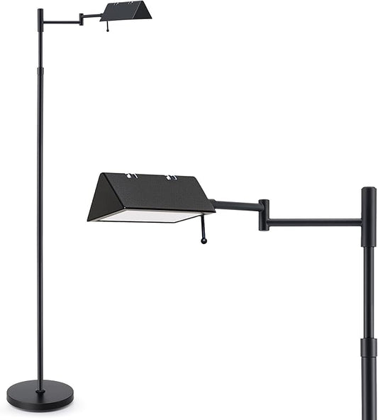 VONLUCE Dimmable LED Floor Lamp, 56" Floor Lamp for Living Room with Adjustable Height Swing Arms 3 Color Temperatures, Industrial Standing Pole Lamp for Bedroom Reading, Black