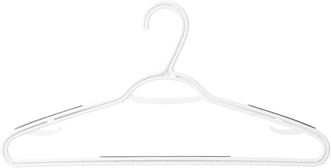 Neatfreak Slim Non Slip Hangers - Space Saving Set of 10 With Lingerie Hooks and Pants/Accessories Bar - Patented W Frame White Plastic Hangers