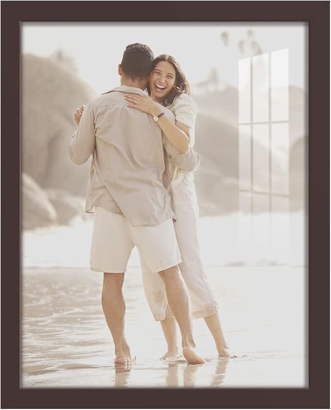 Renditions Gallery 11x14 inch Picture Frame High-end Modern Style, Made of Solid Wood and High Definition Glass Ready for Wall and Tabletop Photo Display, Brown Frame