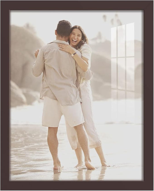 Renditions Gallery 11x14 inch Picture Frame High-end Modern Style, Made of Solid Wood and High Definition Glass Ready for Wall and Tabletop Photo Display, Brown Frame