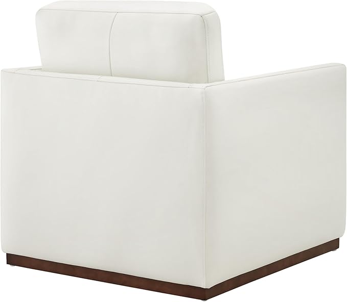 CHITA Genuine Leather Swivel Accent Chair, FSC Certified Mid Century Modern Arm Chair for Living Room and Bedroom, Fully Assembled, White