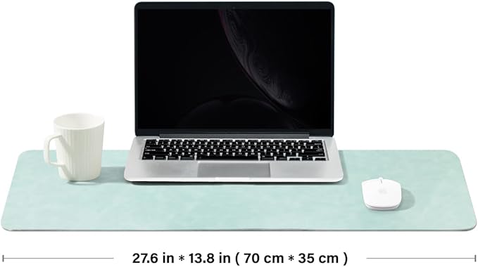 Distressed Leather Desk Mat - Non-Slip PU Desk Pad for Office and Home - Desk Organization and Accessories - Ideal for Large Mouse Pad and Desk Mats on Top of Desks(Mint Green,27.6"x 13.8")