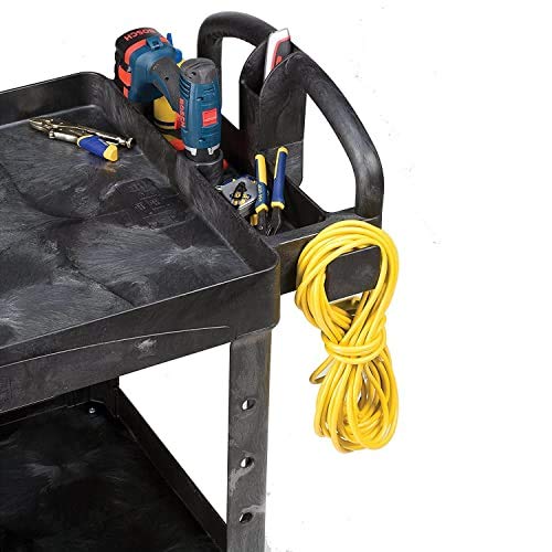 Rubbermaid Commercial Products BRUTE Heavy Duty 2-Shelf Utility/Service Cart, Medium, Lipped Shelves, Ergonomic Handle, 750 lb Capacity, Black, for Warehouse/Garage/Cleaning/Office