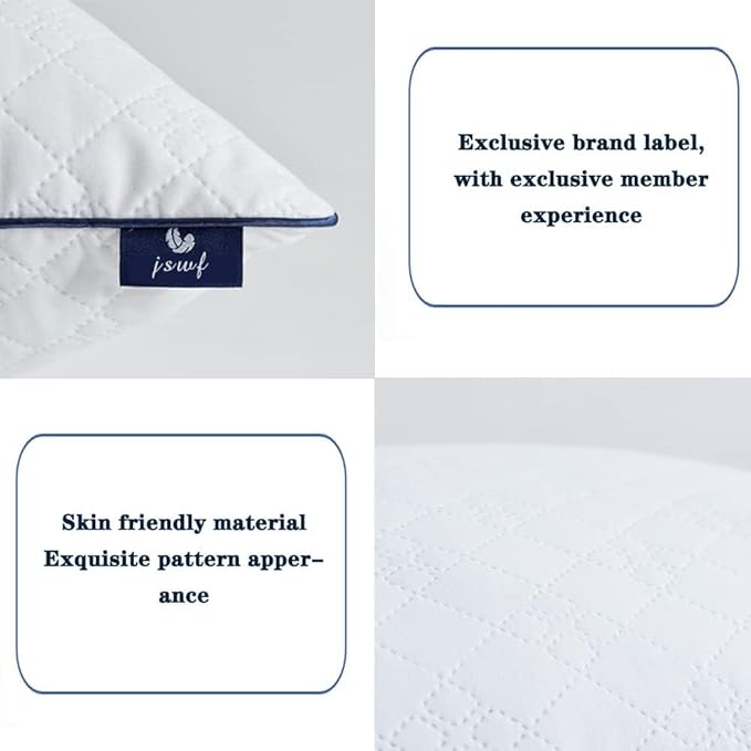 JSWF Bed Pillows for Sleeping Standard Size 4 Packs，Ultra Soft Fluffy ，Premium Soft Down Alternative Fill Set of 4 for Back,Zipper Opening Design,can add and Remove Filler According to Your Needs