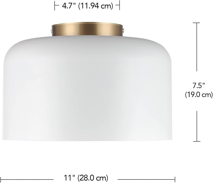 GLOBE Electric 65868 Amy 1-Light Matte White Flush Mount Ceiling Light with Inner Frosted Glass Shade, Bulb Not Included