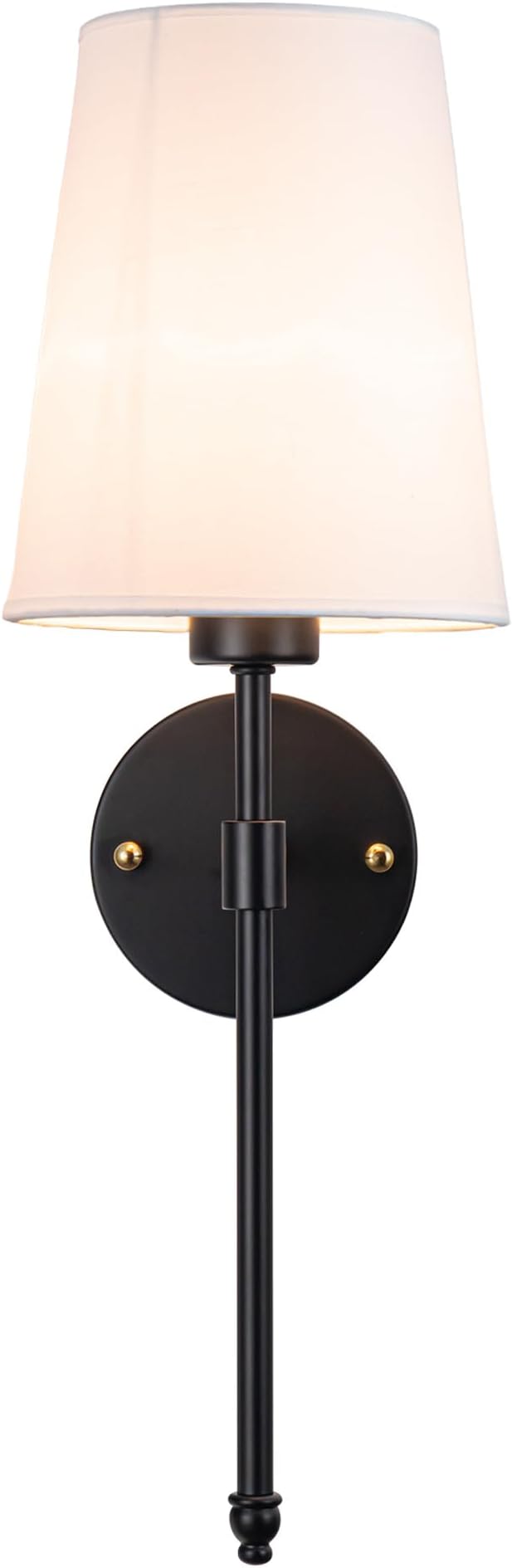 Battery Operated Wall Sconce Light with Remote Control, Dimmable Wall Sconce Set of 2 with White Fabric Shade, Indoor Wireless Battery Operated Wall Lamp Light For Bedroom Living Room, Bulb Included (