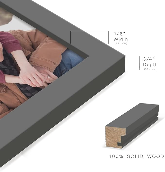 Renditions Gallery 6x8 inch Picture Frame High-end Modern Style, Made of Solid Wood and High Definition Glass Ready for Wall and Tabletop Photo Display, Gray Frame