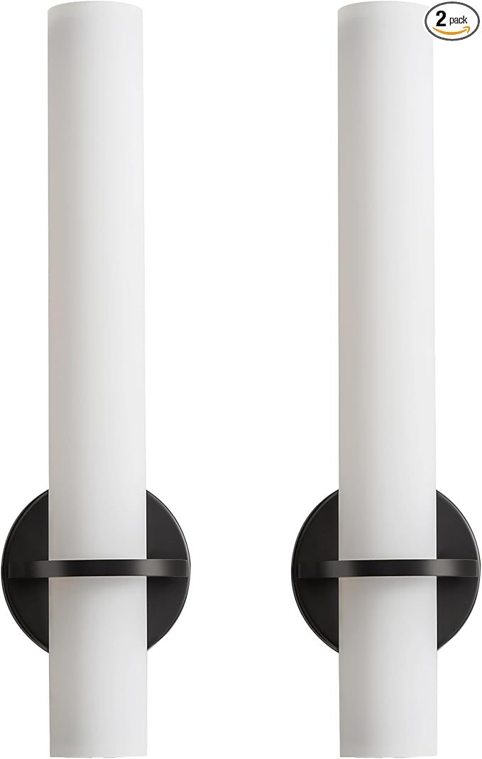 Black Wall Sconces, 18 inch Modern Wall Sconces Set of Two 18W 3000K LED Dimmable Bathroom Sconces with Acrylic Shade Indoor Wall Lights for Bedroom Living Room Hallway Stairway