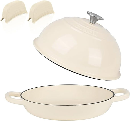 CUKOR 7QT Dutch Oven Pot With Lid, Enameled Cast Iron Dutch Oven For Bread Baking, Non-Stick Bread Pot for Oven/Stovetop, White (Roast, Braising, Stewing, Soups)