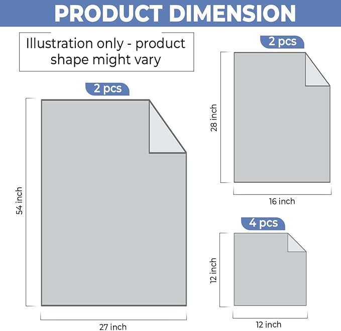 Pack of 8 Towels Set, 2 Large Bath Towels, 2 Hand Towels, 4 Wash Cloths, 100% Cotton, Lighter Weight, Quicker to Dry, Super Absorbent, Perfect for Bathroom (Blue)