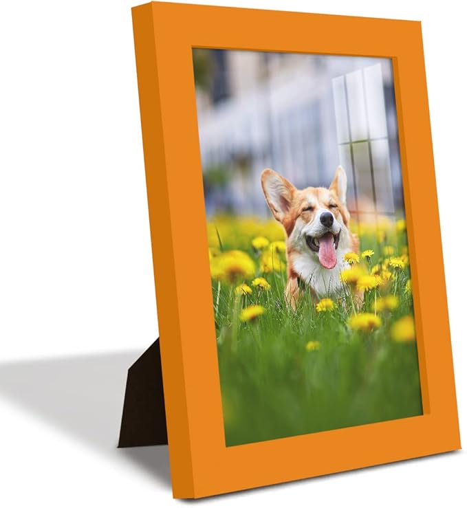Renditions Gallery 6x8 inch Picture Frame High-end Modern Style, Made of Solid Wood and High Definition Glass Ready for Wall and Tabletop Photo Display, Orange Frame