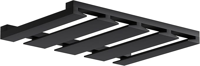 Rustic State Eze 4 Sectional Under Cabinet Mount Wood Stemware Rack Hanging Shelf Glassware Holder Bar Organizer with up to 12 Wine Glass Storage 12 Inch Deep - Black