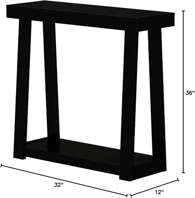 Plank+Beam Solid Wood Console Table with Storage, 36 Inch, Sofa Table with Shelf, Narrow Entryway Table for Hallway, Behind The Couch, Living Room, Foyer, Easy Assembly, Black