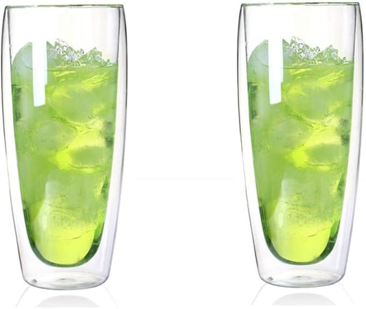 Asng Glass Coffee Mugs, Double Wall Insulated Thermal Cups Drinking Glasses For Tea/Coffee/Latte/Cappucino/Cafe/Milk (650ML/22oz-2PACK)