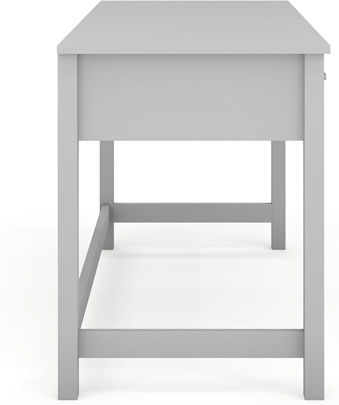 Martha Stewart Hutton Shaker Style Home Office Desk with 3 Drawers in Gray with Brushed Nickel Hardware