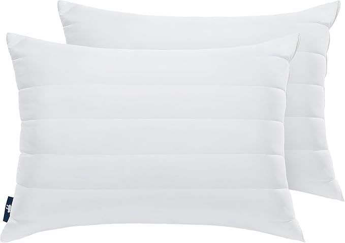 Serta Down Illusion Quilted Hypoallergenic Medium/Firm Bed Pillows for Side, Stomach or Back Sleepers (2 Pack), King, White Cooling