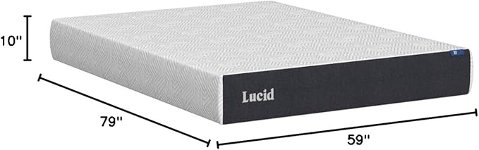 LUCID 10 Inch Memory Foam Mattress - Plush Feel - Infused with Bamboo Charcoal and Gel - Bed in a Box - Temperature Regulating - Pressure Relief - Breathable - Queen Size