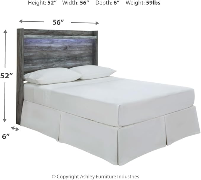 Signature Design by Ashley Cambeck Farmhouse Panel Headboard ONLY with USB Charging Stations, Full, Whitewash