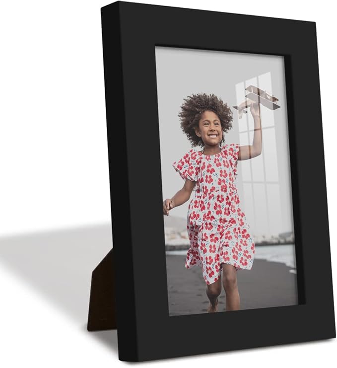 Renditions Gallery 4x6 inch Picture Frame High-end Modern Style, Made of Solid Wood and High Definition Glass Ready for Wall and Tabletop Photo Display, Black Frame