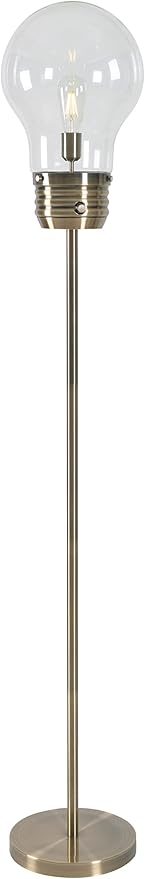 Kenroy Home 32463AB Edison Floor Lamp with Antique Brass Finish, Rustic Style, 71.5" Height, 11.438" Width, 11.438" Depth , Medium
