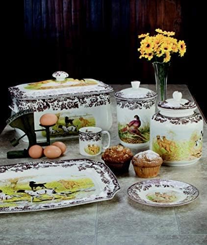 Spode Woodland Hunting Dogs, Black Labrador 8" Cereal Bowl - Fine Earthenware Tableware, Dishwasher & Microwave Safe, Warm Oven Ready Dish, Made in England - Holiday Dining & Gift