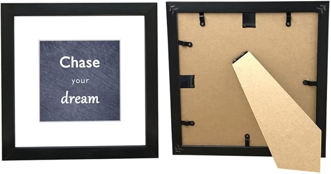 8x8 Picture Frame Set of 3 with Real Glass for Pictures 5x5 with Mat or 8x8 Without Mat, Wall Gallery or Tabletop display Photo Frames in Black