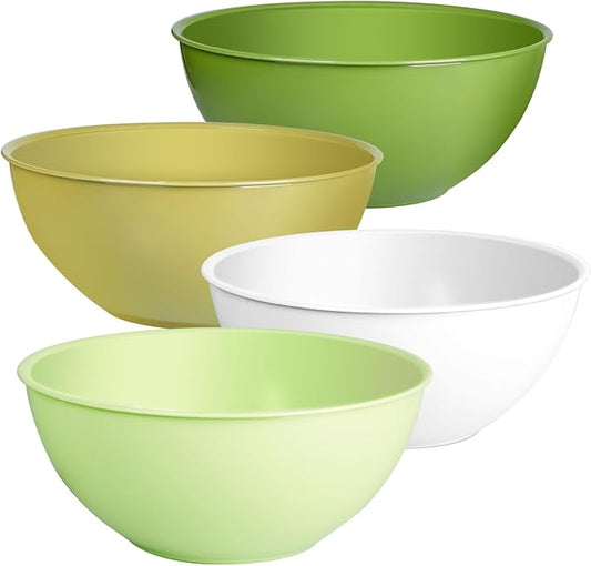 4-Piece Plastic Mixing Bowl Set, 113oz Lightweight Serving Bowls, Large Salad Bowls for Baking,Prepping, Cooking and Serving Food, Dishwasher & Microwave Safe