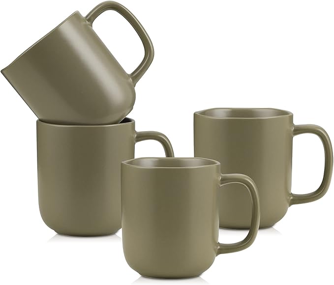 Stone Lain Stoneware Dish Set, 4 Mugs, Tom - Olive