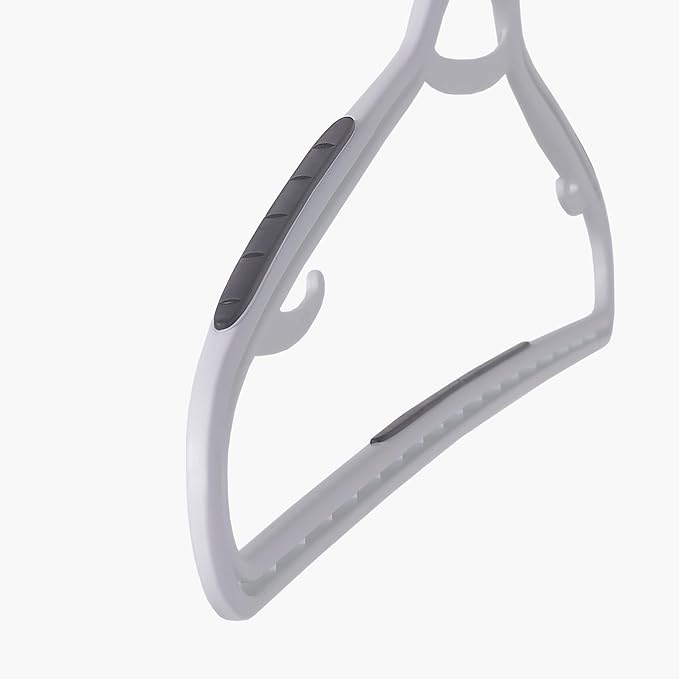 Neatfreak Slim Non Slip Hangers - Space Saving Hangers for Clothes with Lingerie Hooks and Pants Accessories Bar - Patented W Frame White Plastic (40)