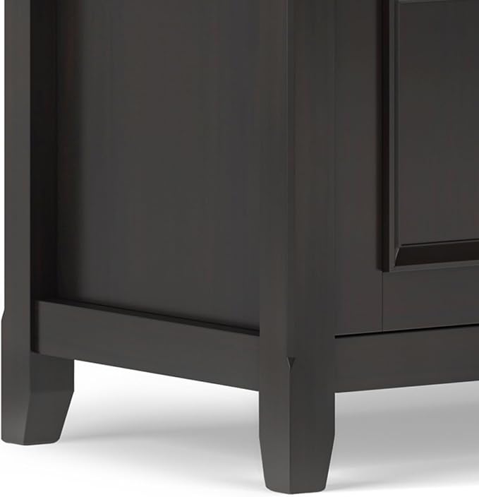 SIMPLIHOME Amherst 72-inch Wide Solid Wood Low TV Stand in Hickory Brown, Transitional-Style Media Console for Living Room with Cable Management, Fits 80" TVs