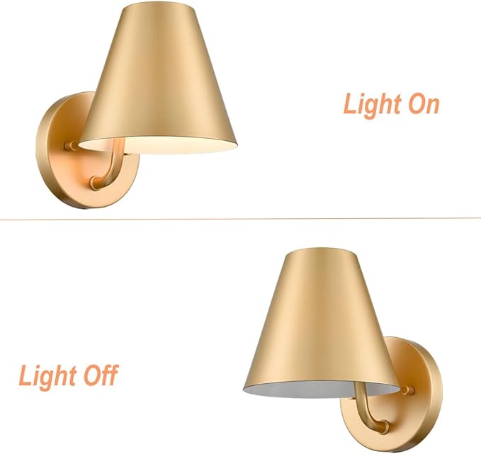 DIRYZON Modern Brass Wall Sconce Light,Metal Barn Wall Lights for Living Room Bedroom,Industrial Bathroom Wall Light Fixtures Wall Lighting