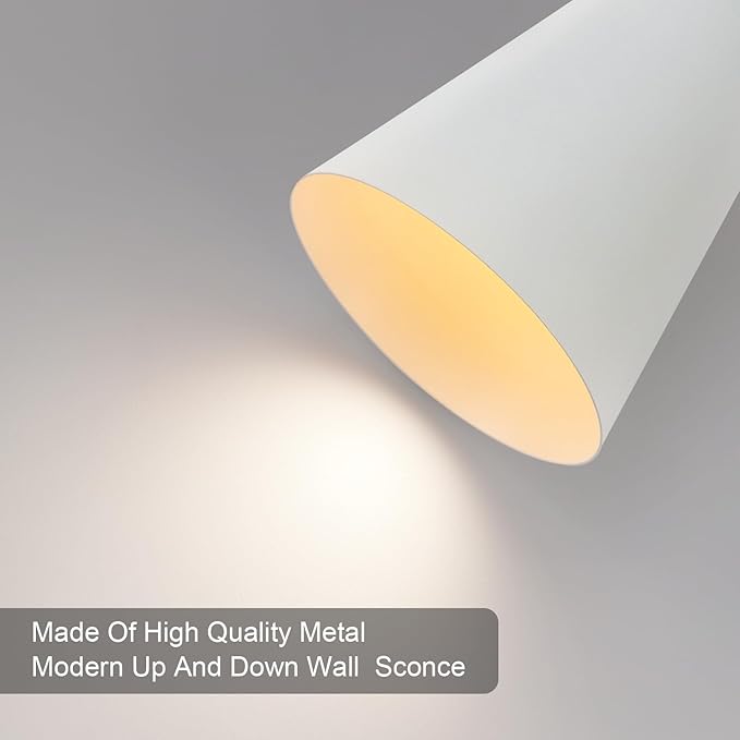 Modern Indoor Wall Sconce, Light Up and Down White Wall Sconce, Mid Century Indoor Wall Light Fixture, Hardwired Wall Mounted Lamp for Living Room, Bathroom, Bedroom, Hallway, 18 Inch