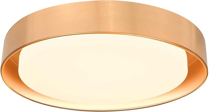 Hlite 13 inch Ceiling Light Fixture,Gold LED Flush Mount Ceiling Light, 3000K/Warm White/24W,Dimmable 1920LM Indoor Room Decorative Modern Ceiling Lights for Bedroom Kitchen(1 Pack)